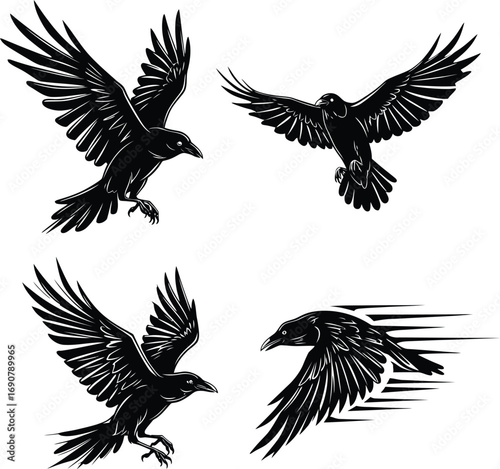 Obraz premium The Timeless Beauty of Crow Silhouette Art