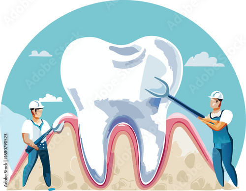 Construction-themed dental care promoting fun learning in oral hygiene education
Tooth repair visual encouraging children to understand dental anatomy and care