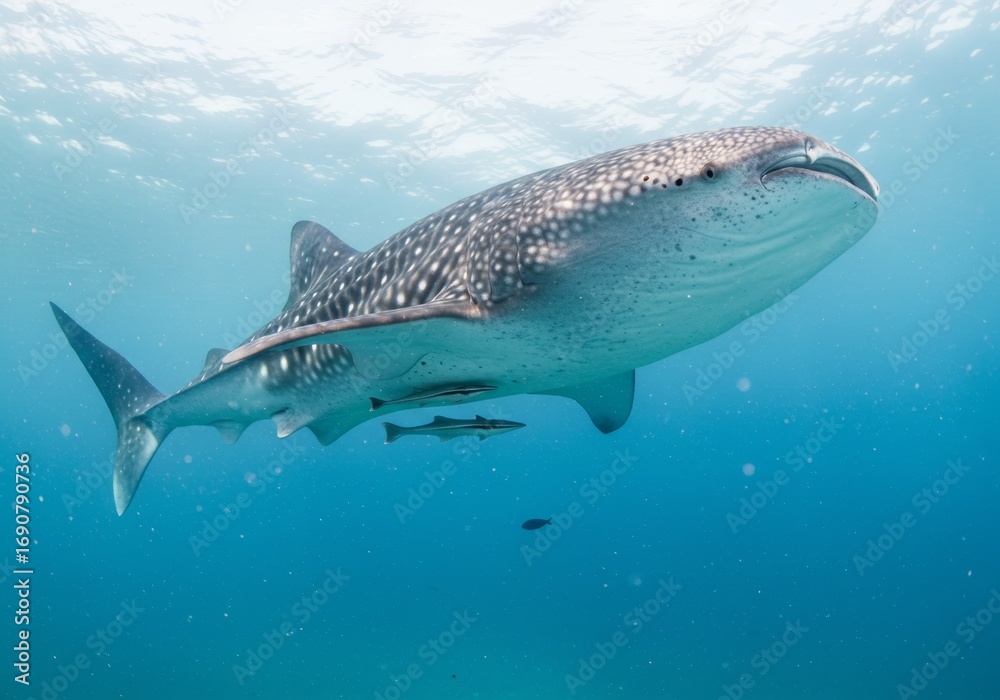 Fototapeta premium Whale Shark Glides Through Ocean Depths