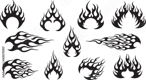 Dynamic Fire Flames Set Bold and Sizzling Design Elements