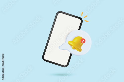 Mobile Notification Alert.3D Illustration
