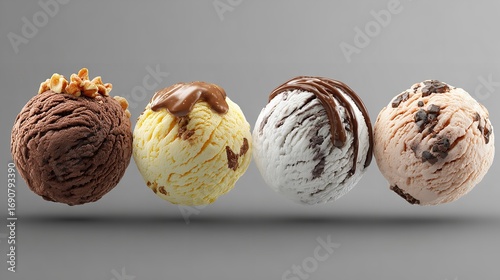 Wallpaper Mural Delicious Ice Cream Scoops: Chocolate, Vanilla, Cookies & Cream, and Nut Flavors Torontodigital.ca