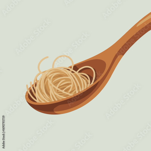 Scooping dry spaghety noodles 