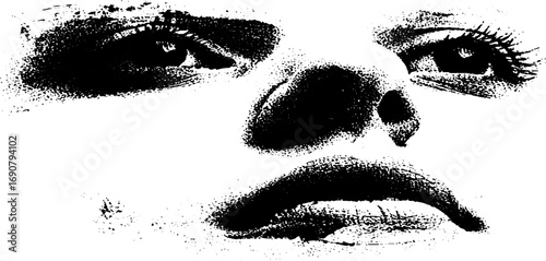 Grunge black and white abstract face design for artistic projects
