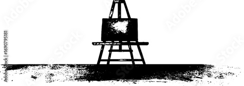 Vintage grunge black and white easel illustration for artistic design projects