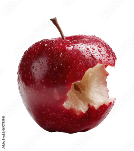 Biting into fresh red apple on food
