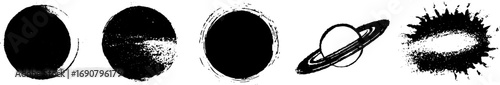 Grunge black and white celestial design set for artistic projects