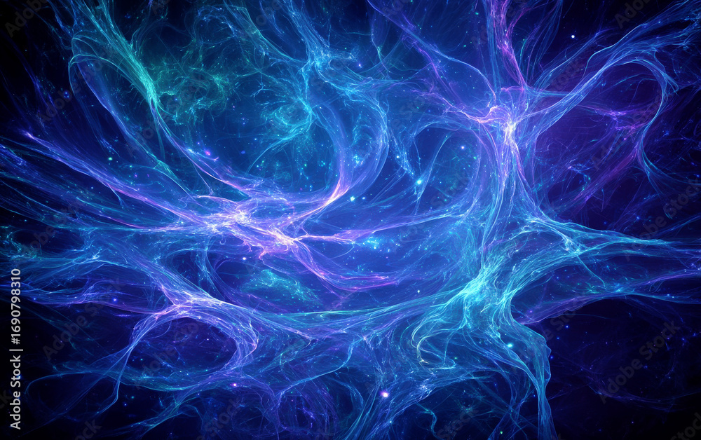 Obraz premium Abstract fractal pattern with vibrant blue and purple hues in cosmic space