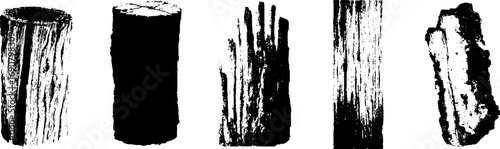 Grunge black and white burned wood textures for rustic design projects