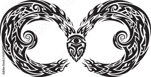 Tribal Style Infinity Symbol with an Eye in the Center, Abstract Design