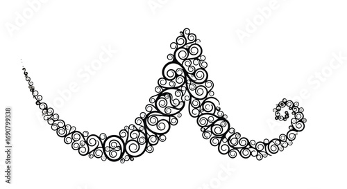 Intricate swirling flourish decorated with delicate pearls and sparkles, creating an elegant ornamental design.