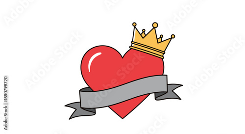 Symbol of love and royalty with a blank banner for personalization and expression
