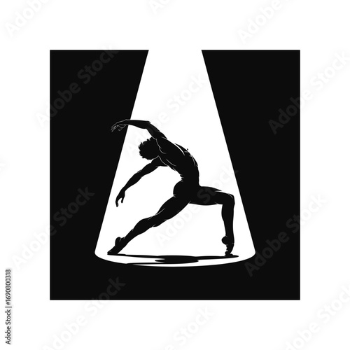 Ballet Dancer Silhouette Illustration in Spotlight Performing Artistic Movement