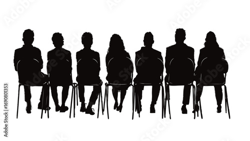 Vector people sitting row silhouette