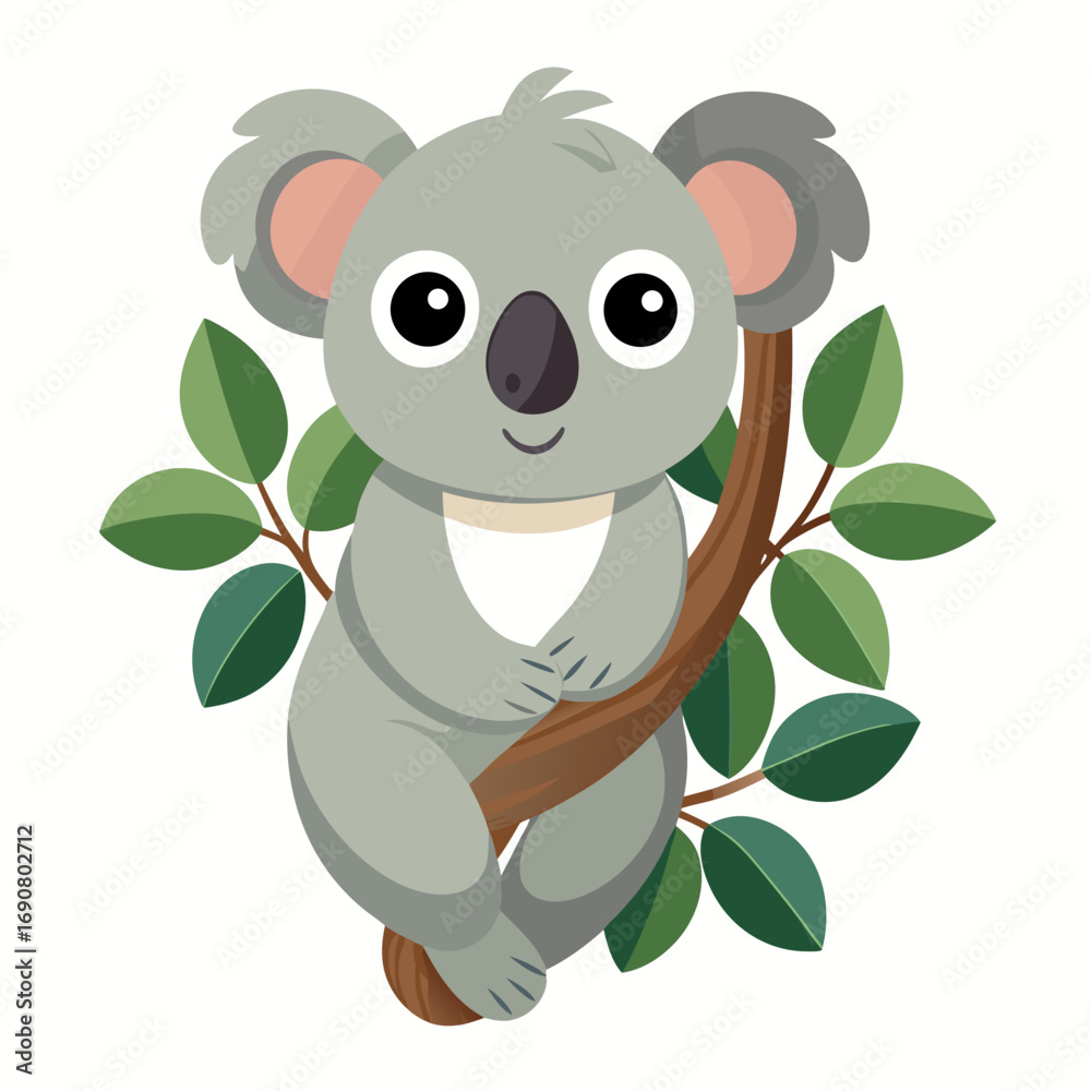 Naklejka premium Koala on Branch Vector Illustration