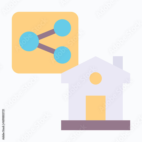 House Sharing Sharing House Isolated Vector Flat Style Icon