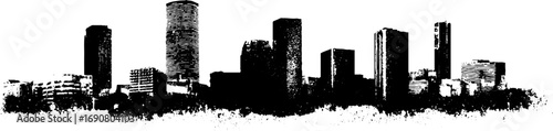Urban grunge black and white cityscape silhouette for creative design