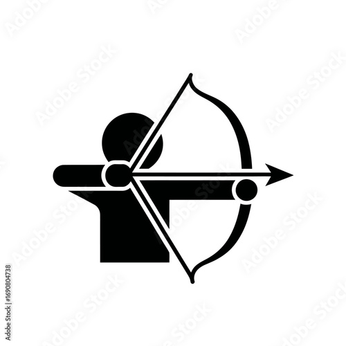 Silhouette of a Person Aiming a Bow and Arrow, Representing Archery and Precision