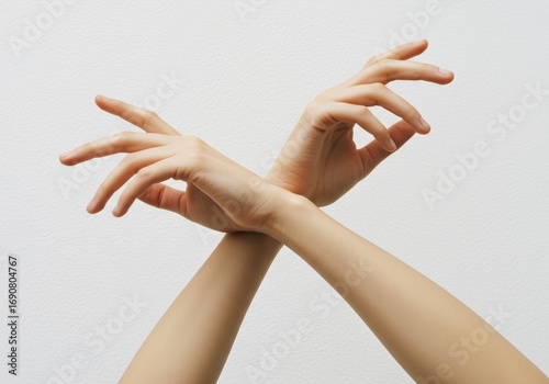 Elegant Hands Intertwined in a Delicate Gesture