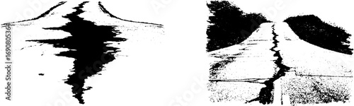 Grunge black and white cracked texture set for urban design and art projects