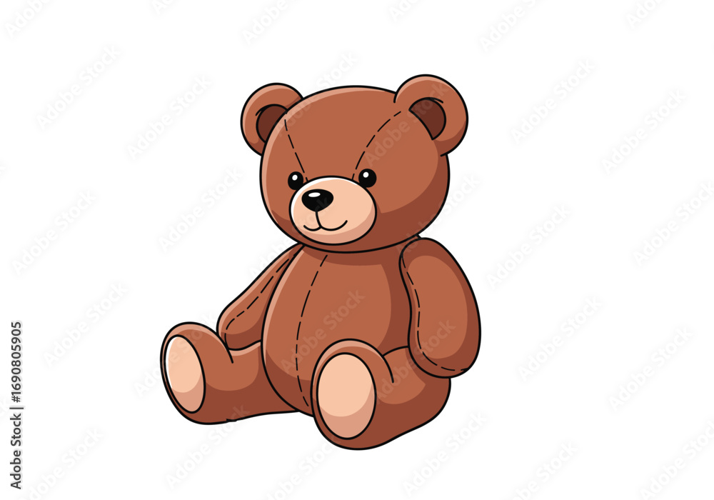 Fototapeta premium A cute brown teddy bear sits patiently waiting for a hug and playtime adventures