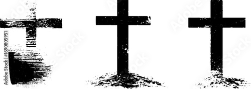 Grunge black and white cross set for spiritual and artistic inspiration