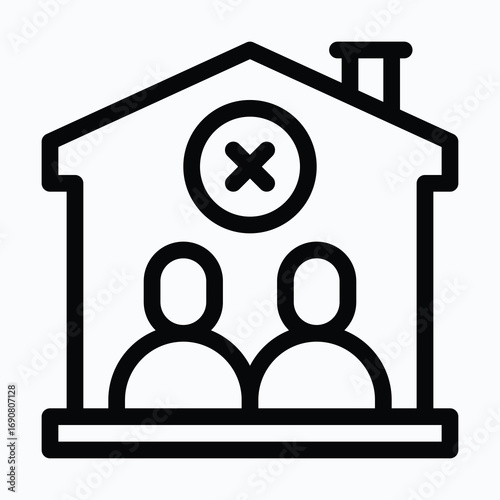 Family Refusal Sharing House Isolated Vector Lineal Icon