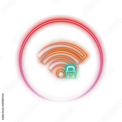 Free wifi icon red neon light on black wall.free wifi zone. Free wifi here signs concept. Neon icon.wireless internet network symbol