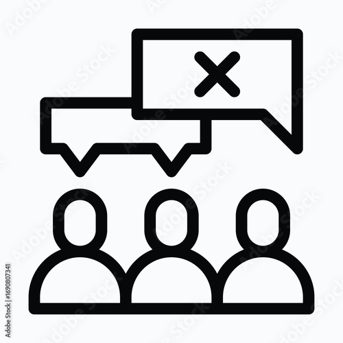 Group Refusal Isolated Vector Lineal Icon