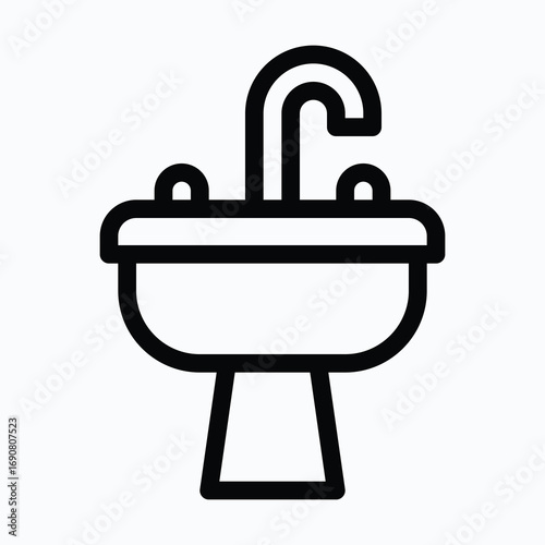Sink Isolated Vector Lineal Icon	
