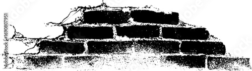 Grunge black and white brick wall illustration for urban design projects