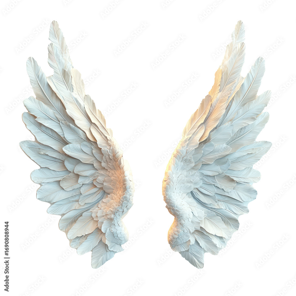 Fototapeta premium Two angel wings against a transparent background