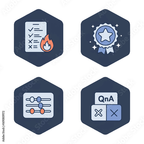 Flat Vector Poll, Survey, and Q&A Icon Set: Chart, Voting, Slider – Modern User Feedback and Interaction UI/UX Elements