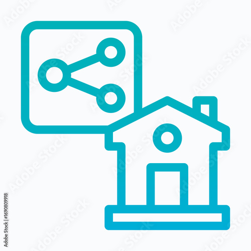 House Sharing Sharing House Isolated Vector Lineal Gradient Style Icon