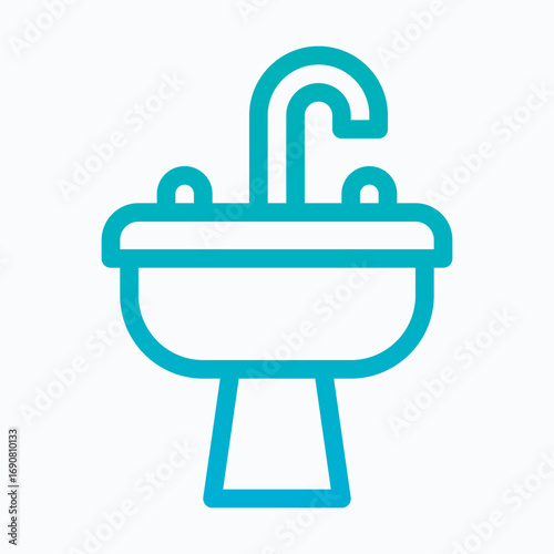 Sink Isolated Vector Lineal Gradient Style Icon