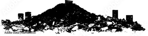 Grunge black and white urban landscape with debris