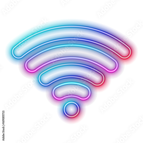 neon.Wireless line icon set. neon style.Collection of vector symbols in modern flat style on white background.Web sings for design.