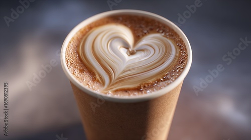 Wallpaper Mural Latte Art: Heart-Shaped Coffee in Disposable Cup Torontodigital.ca