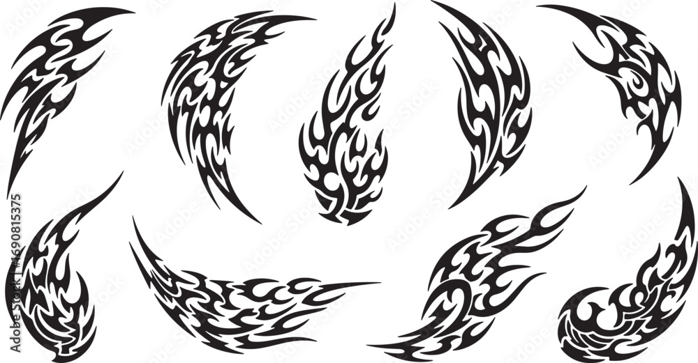 Fototapeta premium Tribal Flame Tattoo Designs for Body Art and Graphic Projects