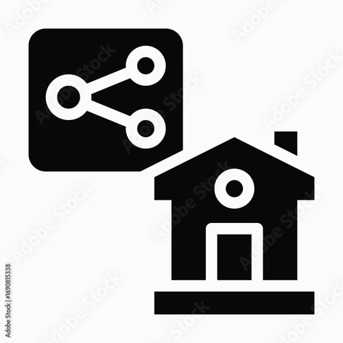 House Sharing Sharing House Isolated Vector Silhouette Style Icon