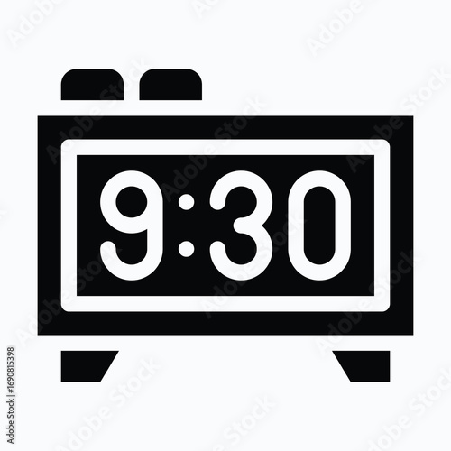 Alarm Clock Isolated Vector Silhouette Style Icon