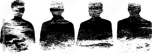 Grunge black and white silhouette set for creative design projects