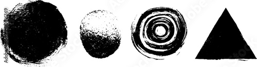 Grunge black and white abstract shapes set for creative design and art projects