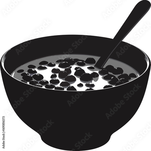 Monochrome Breakfast Bowl with Spoon