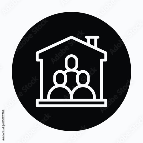 Roommates in Sharing House Isolated Vector Circular Style Icon