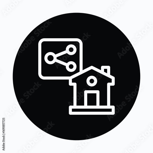 House Sharing Sharing House Isolated Vector Circular Style Icon