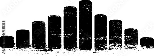 Grunge black and white bar chart illustration for urban design projects