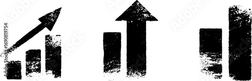 Grunge black and white growth chart set - urban style for marketing design