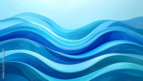 Wavy ripple lines in blue and turquoise tones smooth flowing water inspired abstract background
