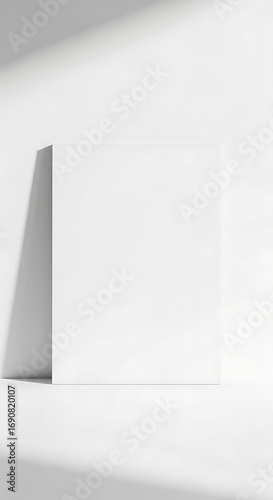 Minimalist Blank White Square Canvas Leaning Against a Bright Wall